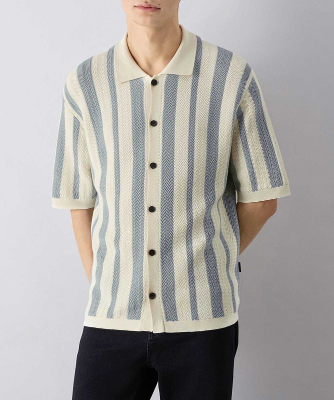 Oliver Sweeney Liffey Retro Stripe Knitted Shirt