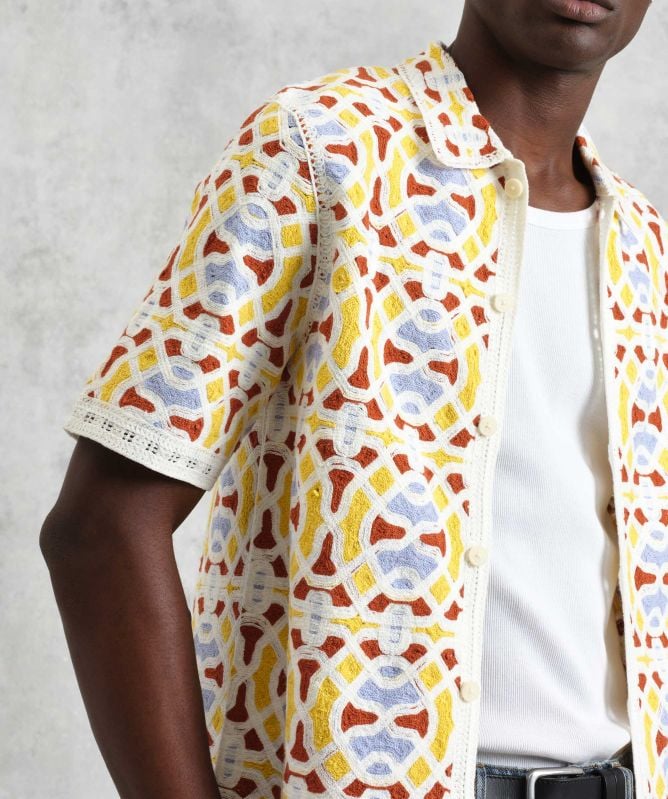 Wax London Crochet Geo Tile Dorset Shirt