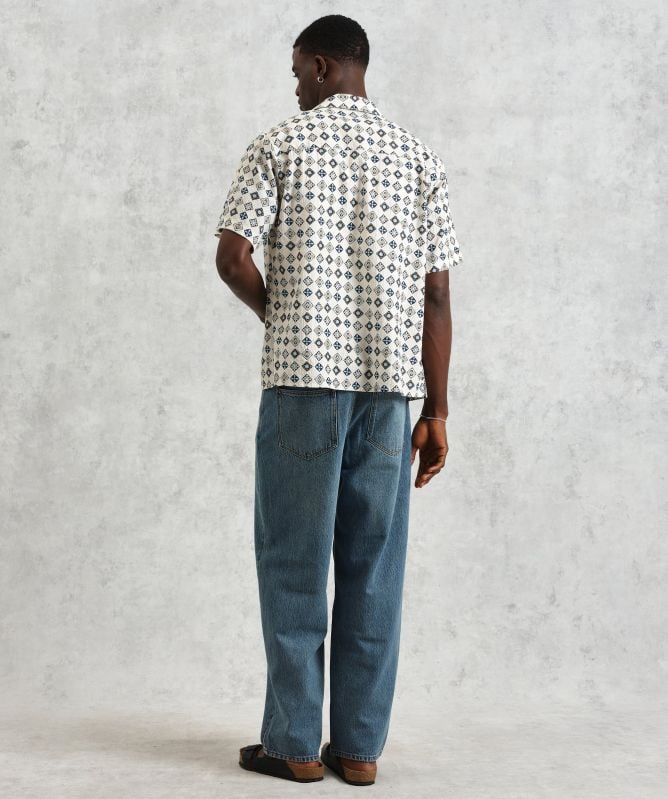 Wax London Seersucker Geo Tile Didcot Shirt