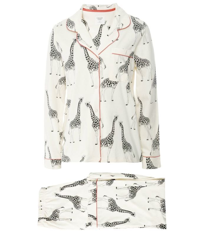 Chelsea Peers Organic Cotton Giraffe Print Long Pajamas