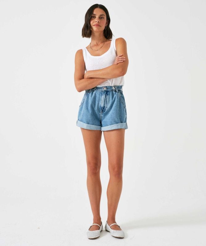 Seventy + Mochi Ali Tab Denim Shorts