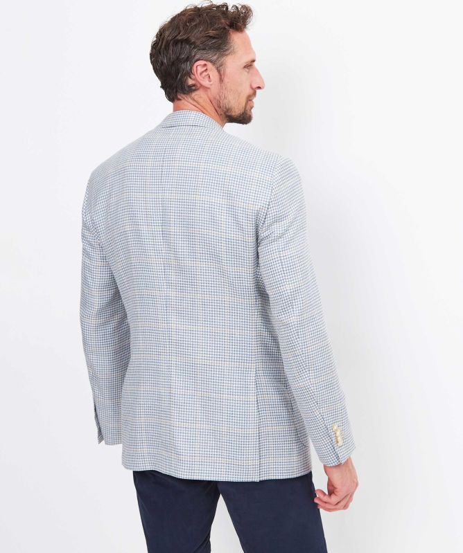 Jules B Wool Linen Windowpane Houndstooth Jacket