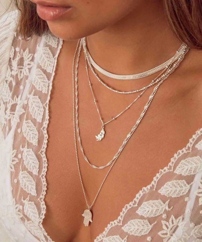 ChloBo Bobble Chain Heart In Feather Necklace