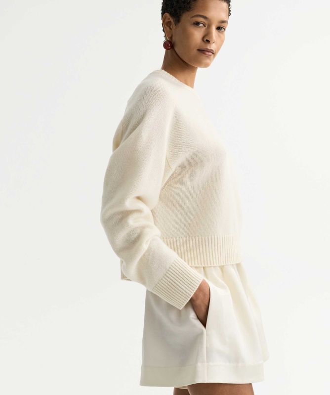 Soft Goat Short Crewneck Cashmere Sweater