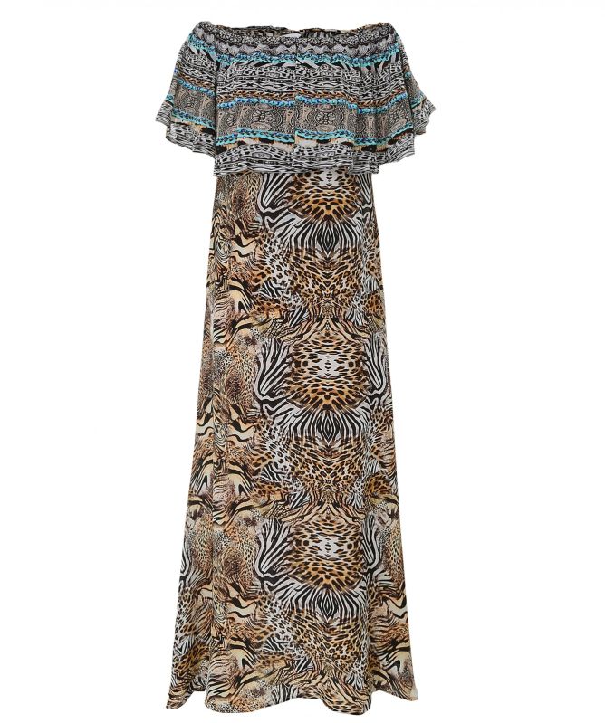 Inoa Savannah Silk Frill Neck Dress