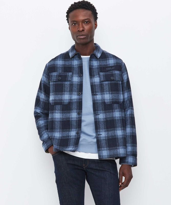Replay Melton Wool Check Jacket