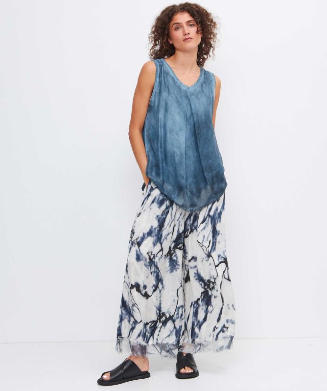 Sanctamuerte Marbled Wide Leg Trousers