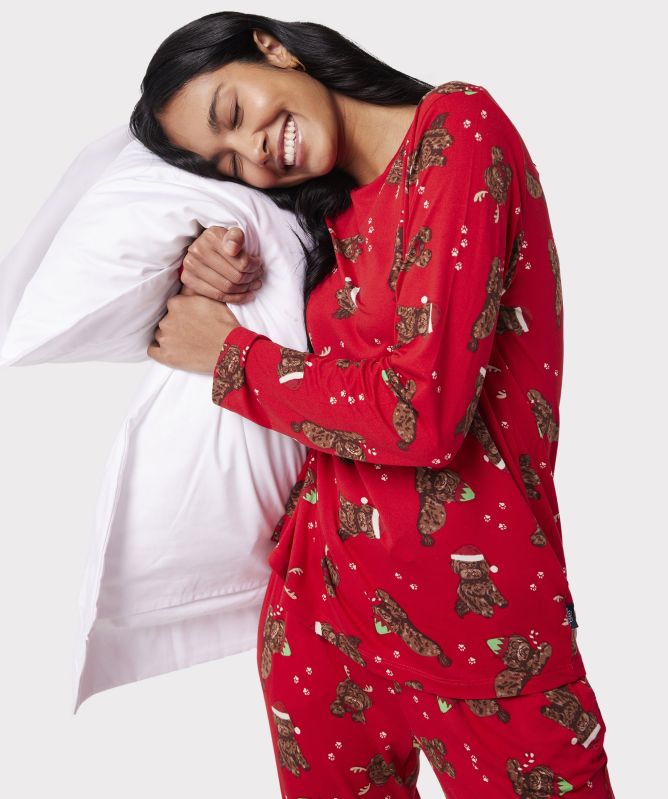 Chelsea Peers Christmas Cockapoo Print Long Pajamas