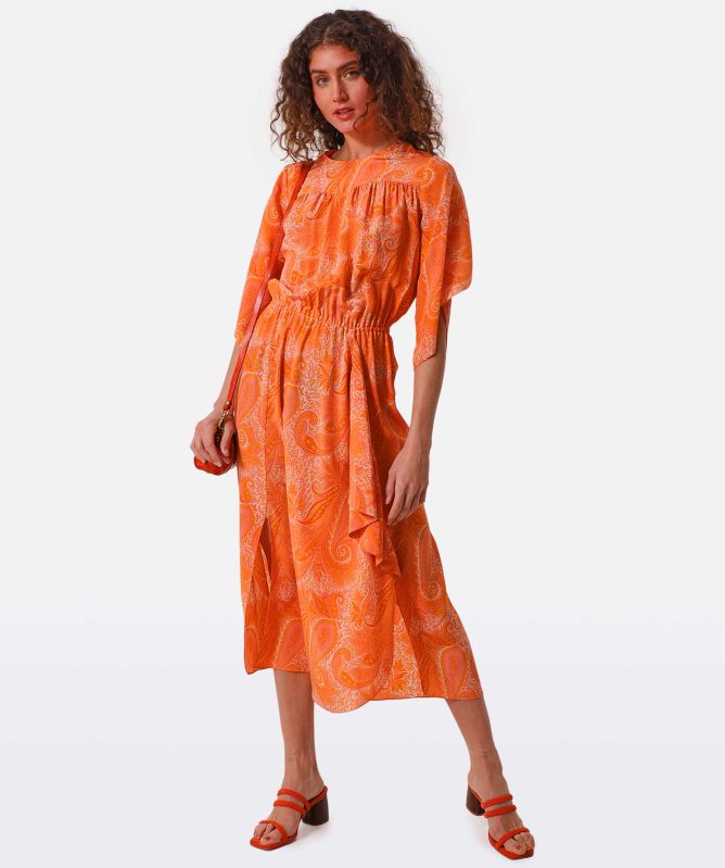 Zadig and Voltaire Rusty Silk Draped Midi Dress