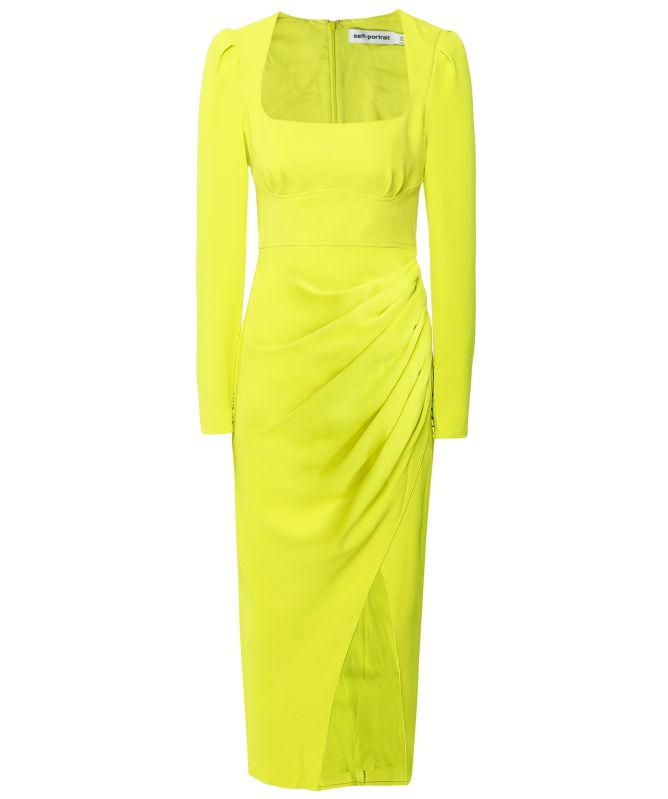 Self-Portrait Crepe Ruched Midi Dress