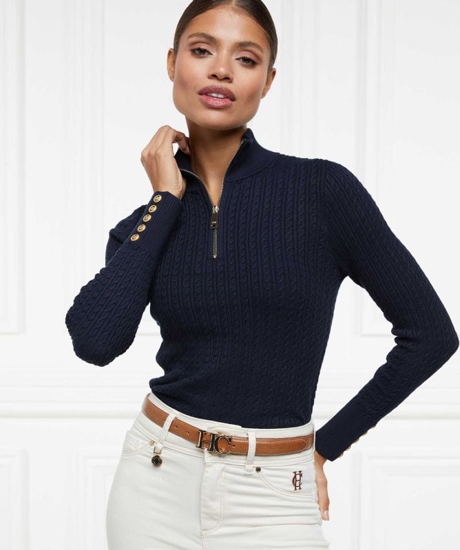 Holland Cooper Ava Half Zip Knit Sweater