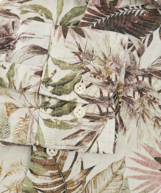 Thomas Maine Linen Palm Print Shirt