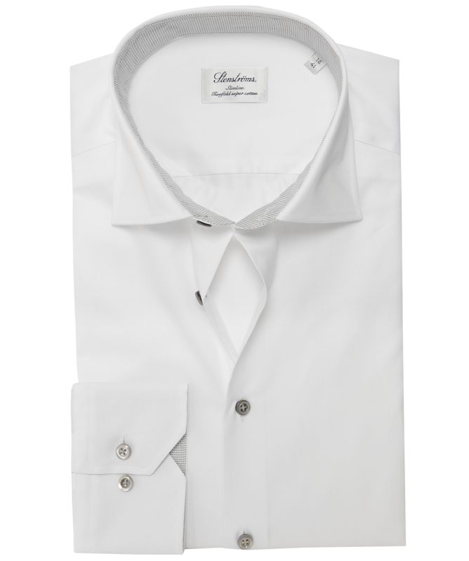 Stenstroms Slimline Pin Dot Trim Shirt