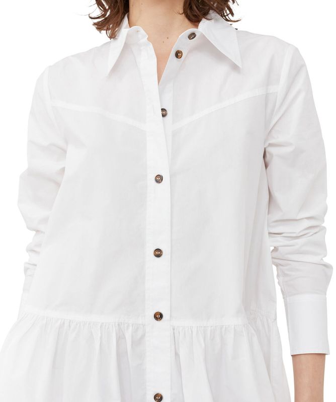 ganni white shirt dress Ganni Oversized Cotton Poplin Shirt Dress - Bright White