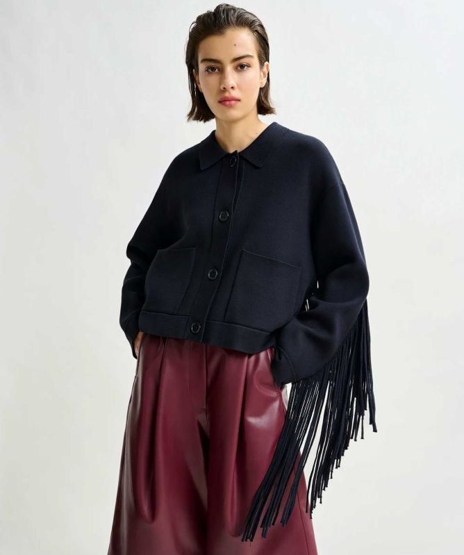 Essentiel Antwerp Istern Knitted Fringe Detail Jacket