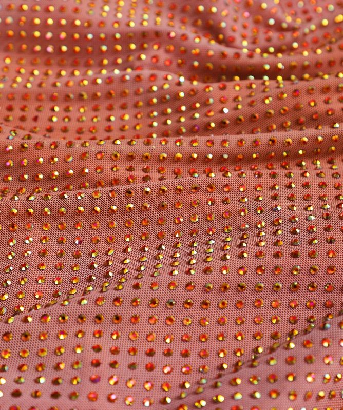 Self-Portrait Printed Mesh Rhinestone Mini Dress