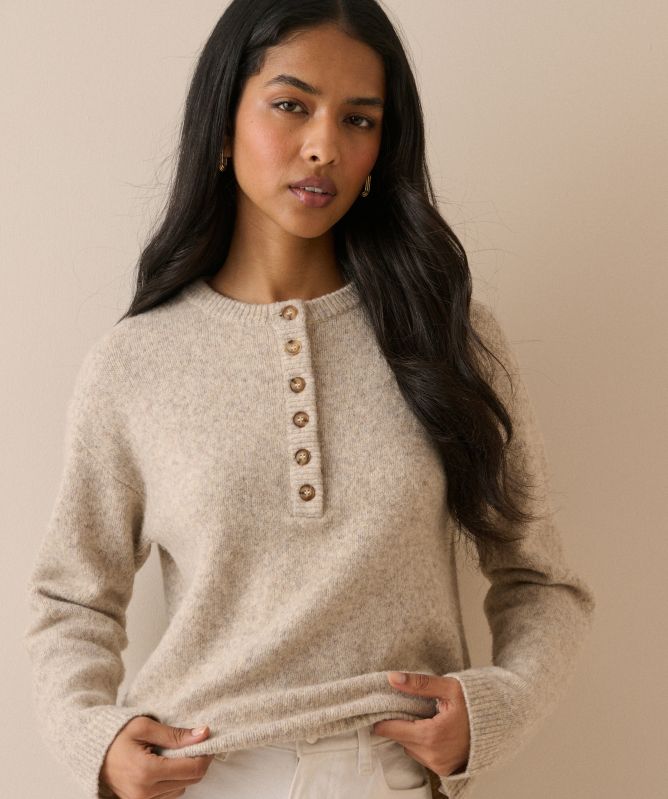 Nobody's Child Relaxed Fit Henley Sweater