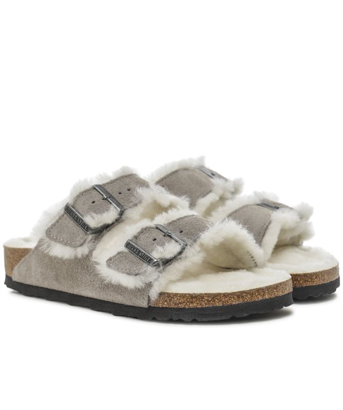 Birkenstock Arizona Shearling Suede Leather Sandals