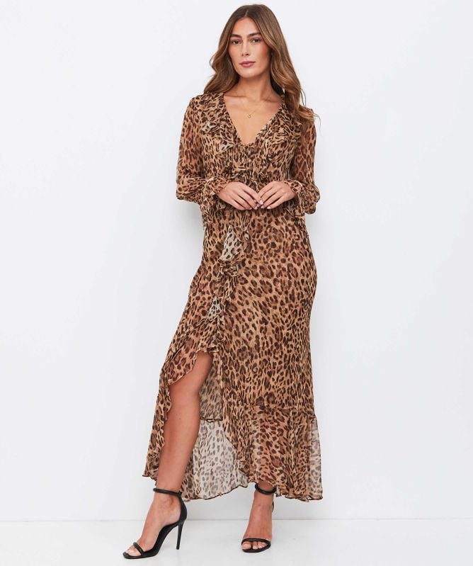 RIXO Gracye Ruffle Midi Dress