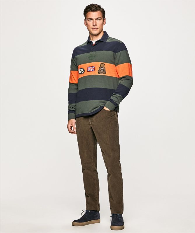 Hackett Badge Striped Rugby Shirt