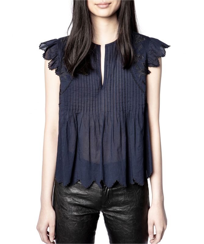 Zadig and Voltaire Tiara Voile Embroidered Top