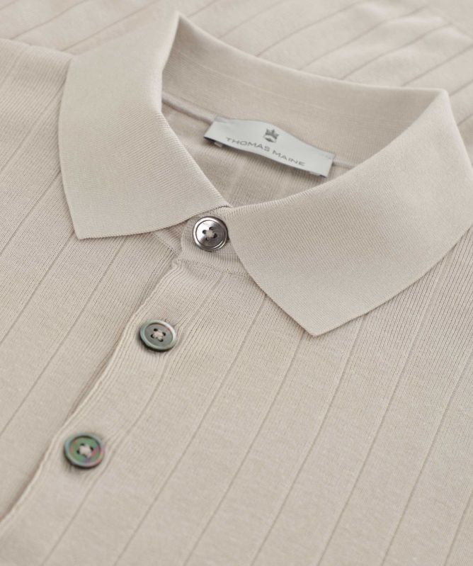 Thomas Maine Ribbed Knitted Polo Shirt