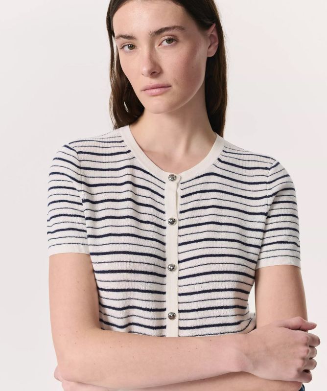 Rag and Bone Dina Striped Cotton-Blend Cardigan