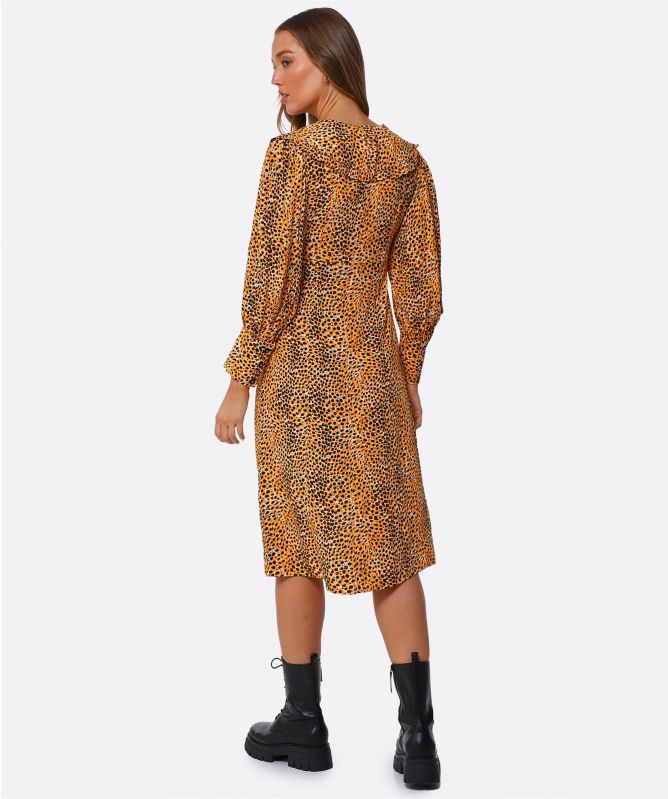 GANNI Orange Ruffle Collar Midi Dress | Jules B