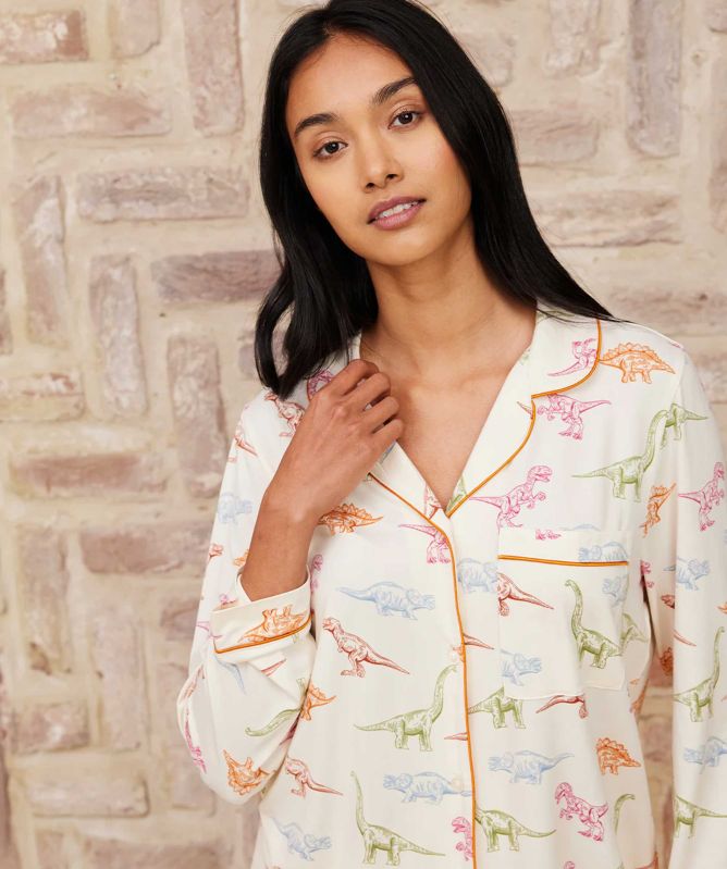 Chelsea Peers Dinosaur Print Long Pyjama Set