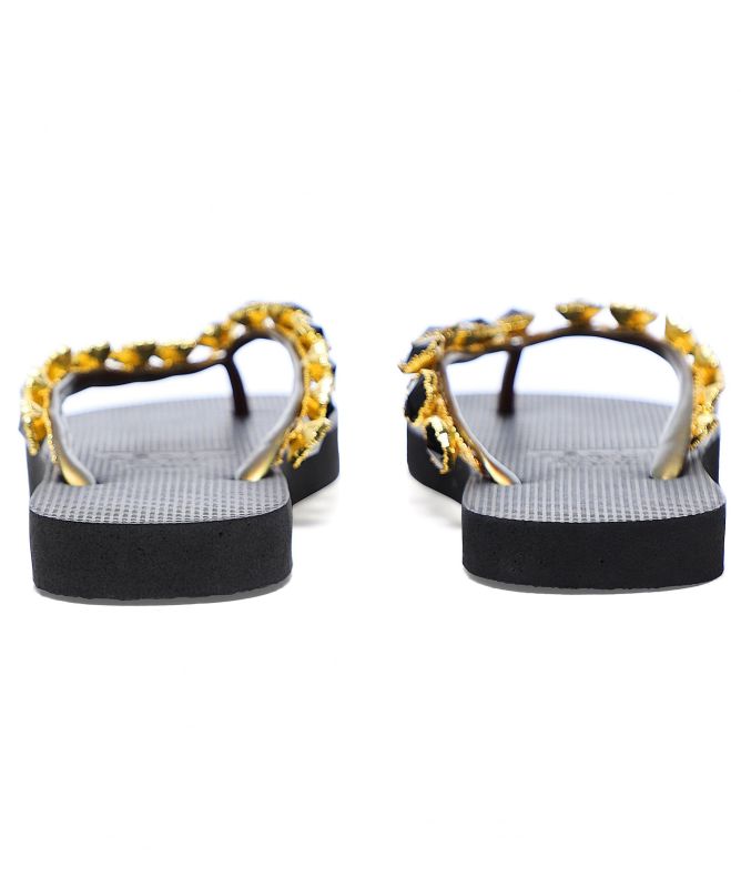 Uzurii Flower Crystal Flip Flops