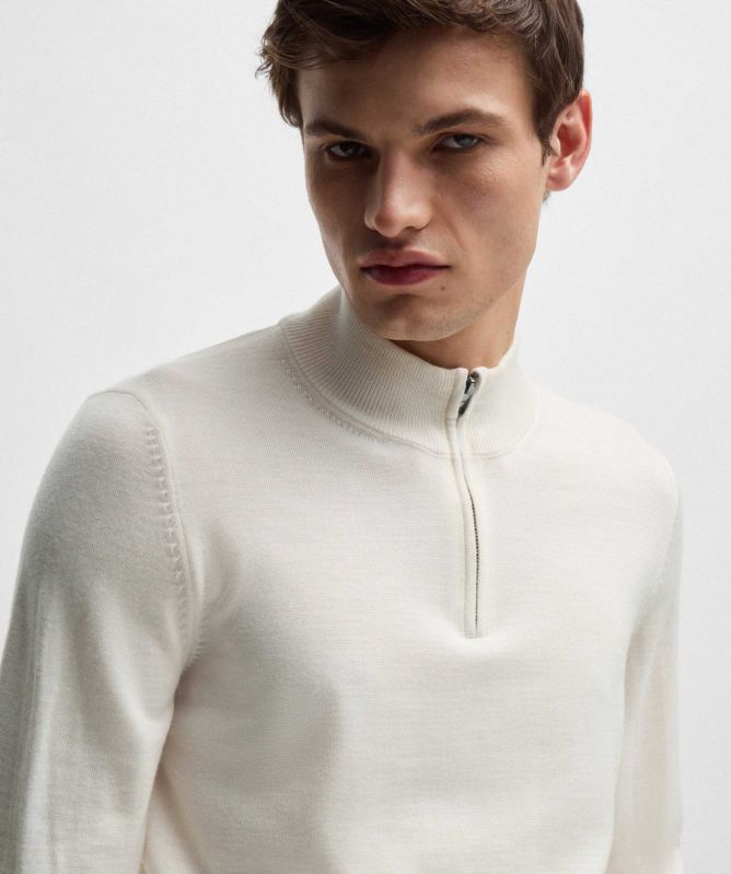 BOSS Virgin Wool Ebenji Zip Jumper