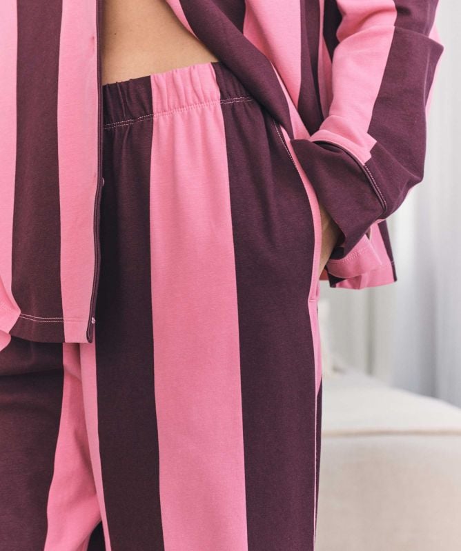 Chelsea Peers Organic Cotton Striped Long Pyjamas