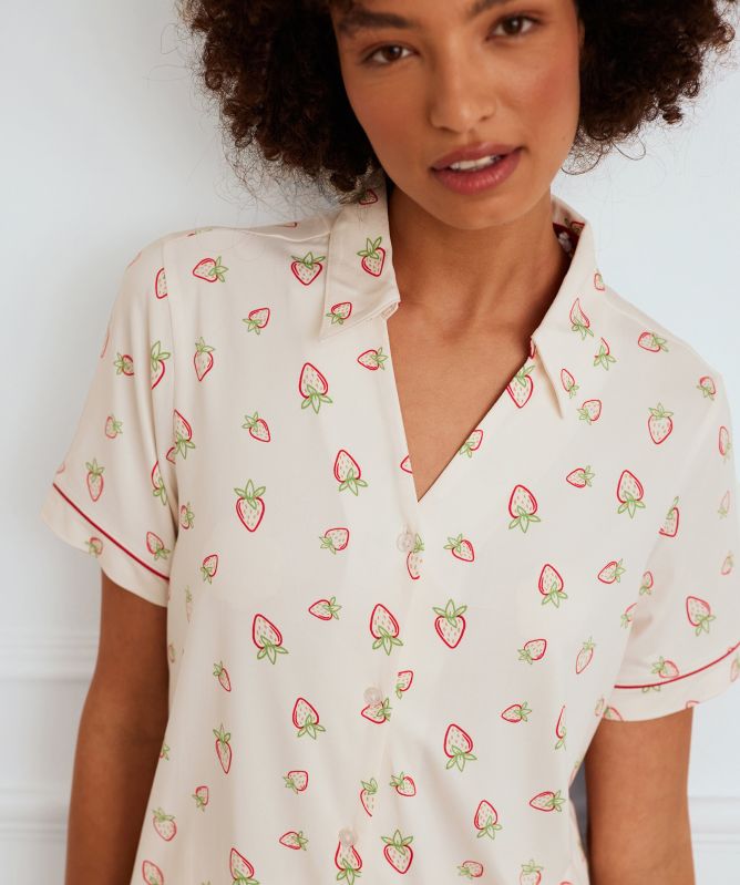 Chelsea Peers Strawberry Print Short Pyjama Set