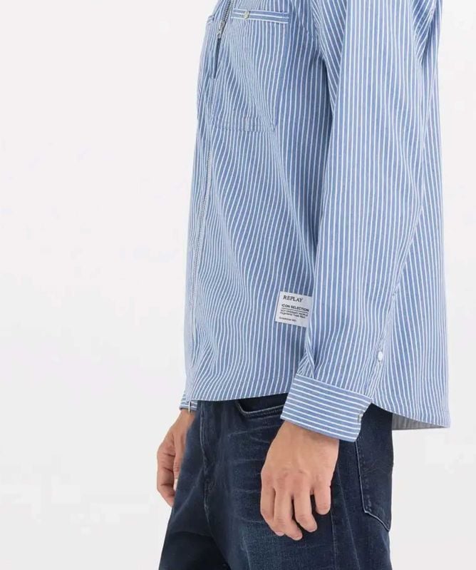 Replay Striped Zip-Through Shirt