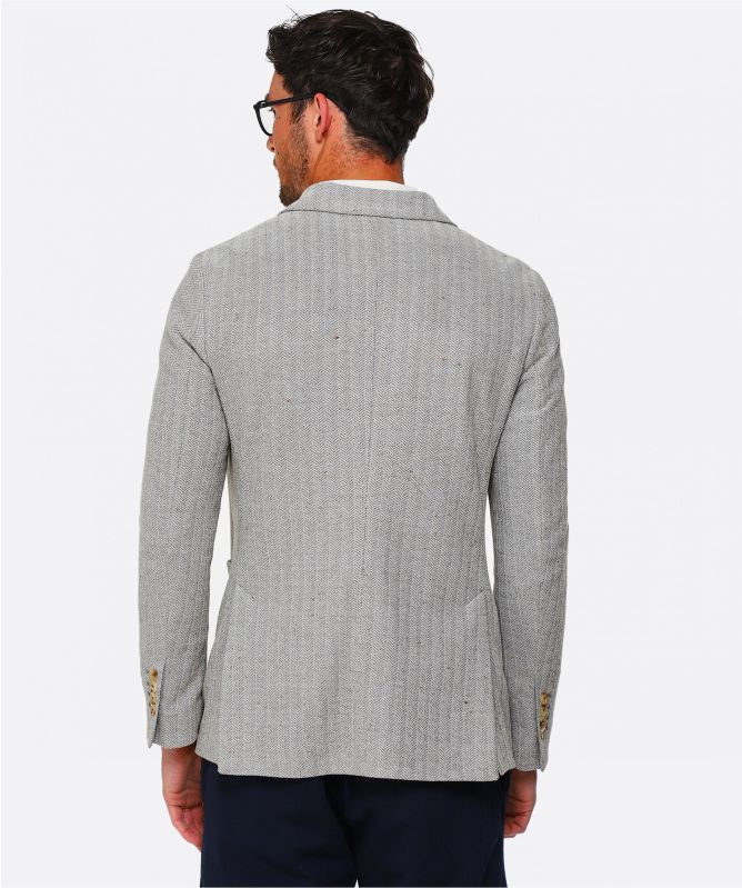 Circolo 1901 Linen Double Breasted Herringbone Blazer