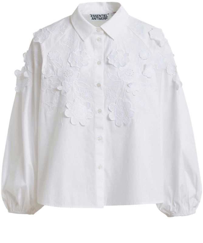 Essentiel Antwerp Joella Cotton Shirt With Appliqué Flowers
