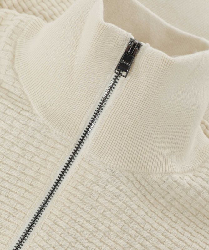 BOSS Textured Half-Zipper Sweater