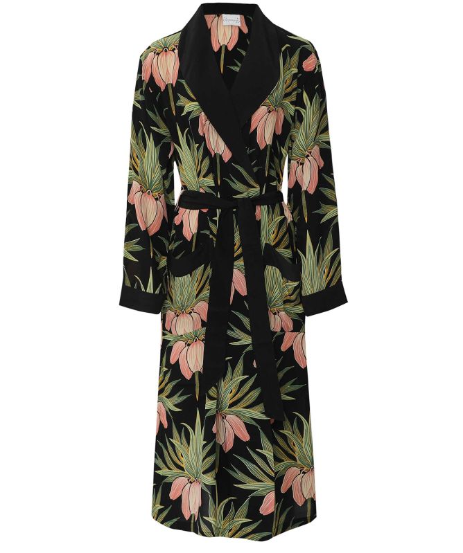 One Hundred Stars Deco Bud Black Crepe Gown