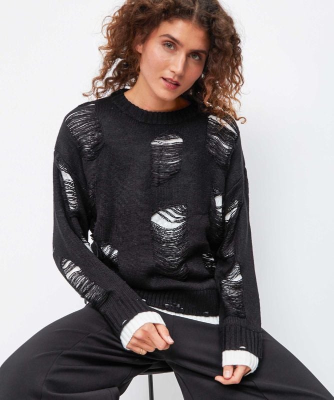 Thanny Distressed Contrast Jumper
