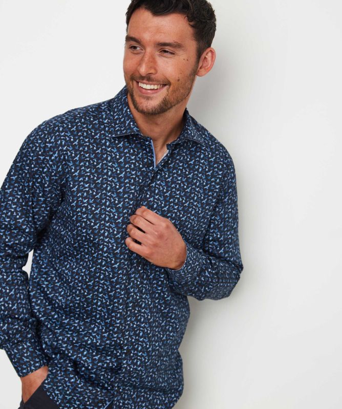 Guide London Slim Fit Sateen Bird Shirt