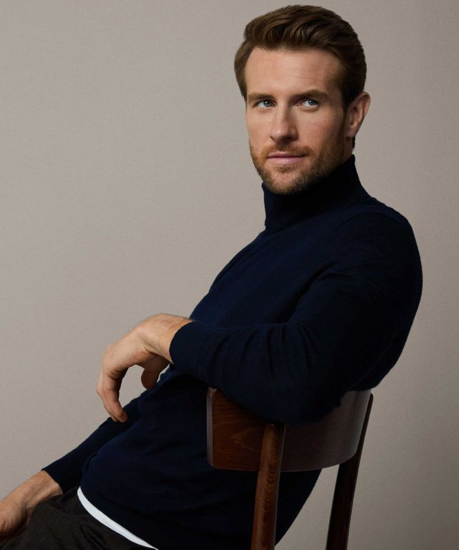 Hackett Merino Silk Roll Neck Jumper