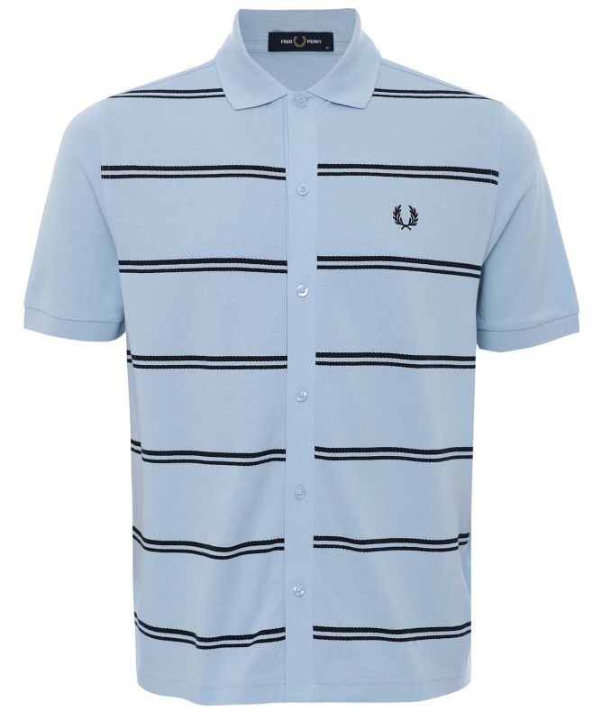 Fred Perry Striped Button Polo Shirt
