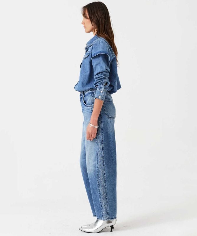 Seventy + Mochi Bo Barrel Leg Embroidered Jeans