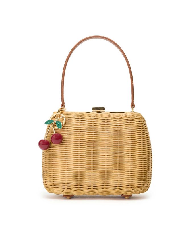 Self Portrait Rattan Cherry Charm Mini Bag