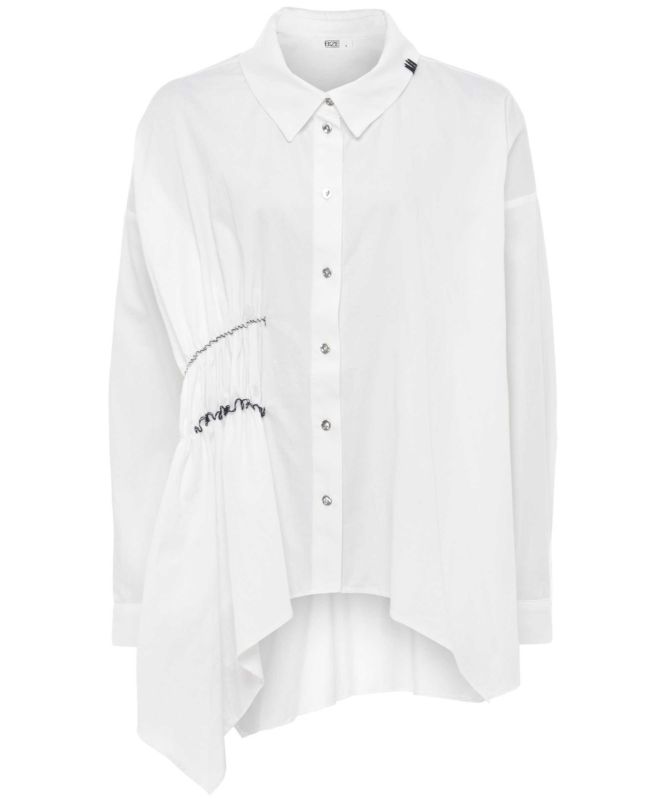 Bize Asymmetrical Contrast Stitch Shirt