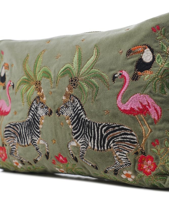 Elizabeth Scarlett Olive Wild Zebra Palm Everyday Pouch