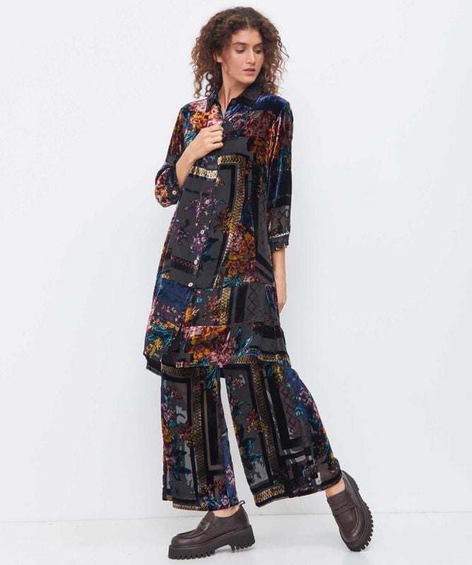 Thanny Devoré Wide Leg Trousers