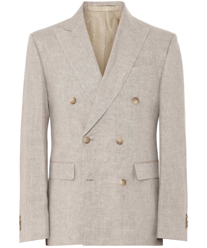 Sand Linen Herringbone Star Blazer