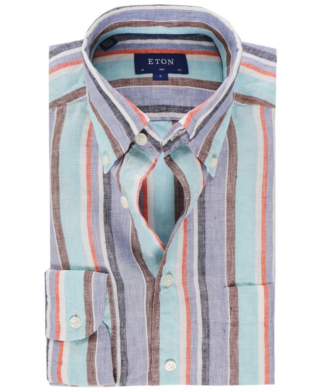 Eton Slim Fit Linen Striped Shirt
