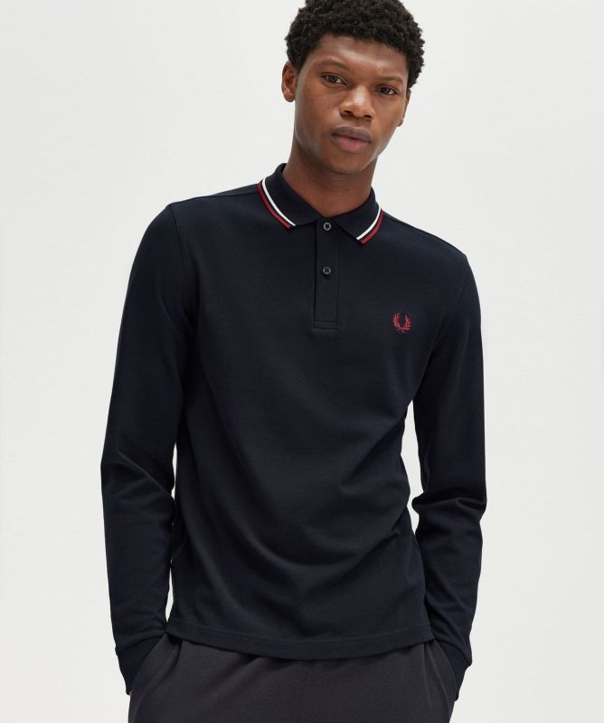Fred Perry Long Sleeve Twin Tipped Polo Shirt